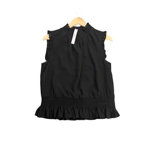 Black Sleeveless Ruffle Top